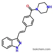 Molecular Structure of 1000669-72-6 ([4-[2-(1H-Indazol-3-yl)ethenyl]phenyl]-1-piperazinylmethanone)